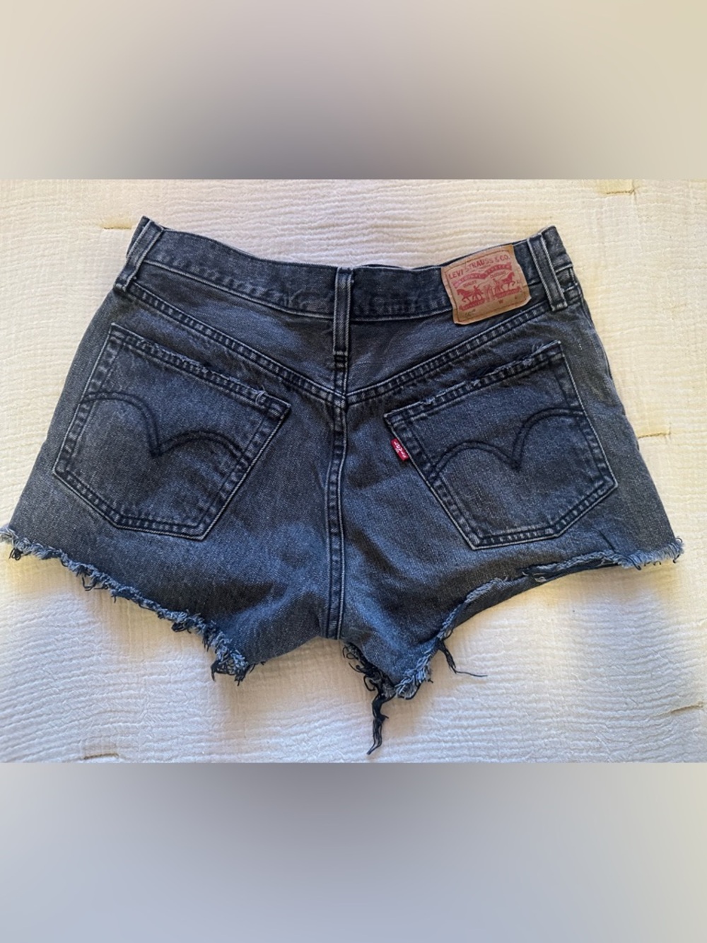Levi's Black Washed Denim Cutoff Shorts